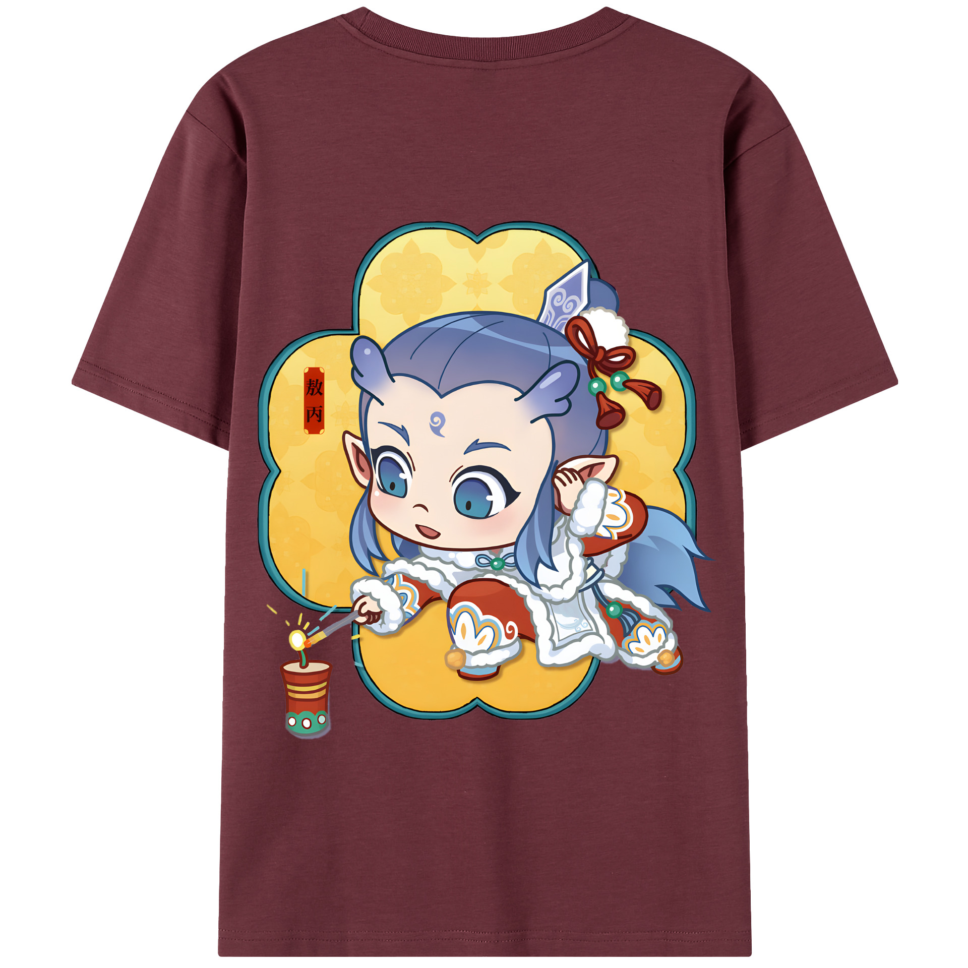 （画像用） Ne Zha 2 ナタ 魔童の大暴れ 綿100％半袖Tシャツ（背面プリント）